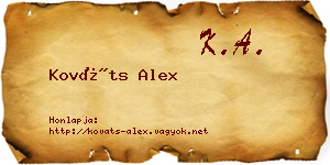 Kováts Alex névjegykártya