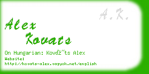 alex kovats business card